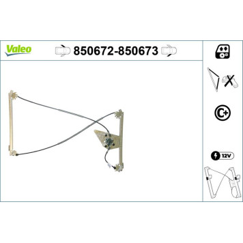 VALEO 850673 Fensterheber vorne rechts, elektrisch, mit Komfortfunktion, ohne Motor VALEO 850673 Fensterheber vorne rechts, elektrisch, mit Komfortfunktion, ohne Motor