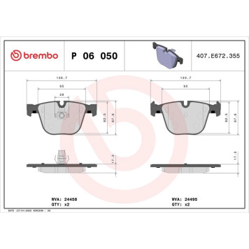 P 06 050 Brembo Prime Bremsbelagsatz Hinterachse – P 06 050 – 140 x 68 x 17 mm – Bremssystem Teves – OE Nummer 34212365766 P 06 050 Brembo Prime Bremsbelagsatz Hinterachse – P 06 050 – 140 x 68 x 17 mm – Bremssystem Teves – OE Nummer 34212365766