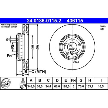 ATE Bremsscheibe BMW S. 5/6/7 10- Le 24.0136-0115.2 ATE Bremsscheibe BMW S. 5/6/7 10- Le 24.0136-0115.2
