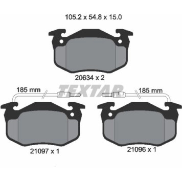 2109601 Textar Bremsbelagsatz 2109601 – mit Verschleißsensor 2109601 Textar Bremsbelagsatz 2109601 – mit Verschleißsensor