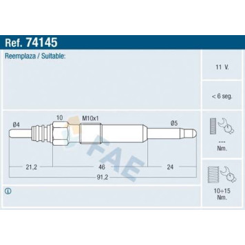 74145 FAE Glühkerze 74145 74145 FAE Glühkerze 74145