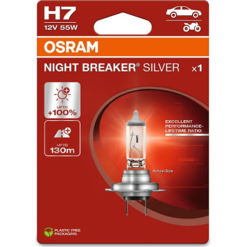 H7 12V 55W PX26d NIGHT BREAKER SILVER +100% 1 Stück H7 12V 55W PX26d NIGHT BREAKER SILVER +100% 1 Stück