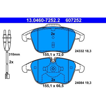 13.0460-7252.2 ATE Bremsbelagsatz Citroen Vorderachse C5 1.6-2.0 HDi 08 13.0460-7252.2 13.0460-7252.2 ATE Bremsbelagsatz Citroen Vorderachse C5 1.6-2.0 HDi 08 13.0460-7252.2