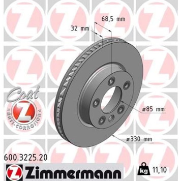 600.3225.20 Zimmermann 13 481 019ZI Bremsscheibe Vorderachse rechts 600.3225.20 600.3225.20 Zimmermann 13 481 019ZI Bremsscheibe Vorderachse rechts 600.3225.20