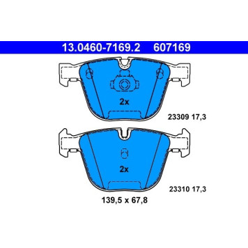 13.0460-7169.2 ATE Bremsbelagsatz BMW Hinterachse 3/5/6/7/X5/X6 03 13.0460-7169.2 13.0460-7169.2 ATE Bremsbelagsatz BMW Hinterachse 3/5/6/7/X5/X6 03 13.0460-7169.2