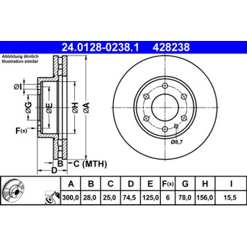 24.0128-0238.1 ATE Bremsscheibe Iveco Vorderachse Daily 06 24.0128-0238.1 24.0128-0238.1 ATE Bremsscheibe Iveco Vorderachse Daily 06 24.0128-0238.1