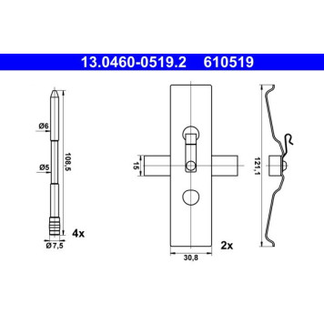 ATE Zubehörsatz Bremsbeläge 13.0460-0519.2 ATE Zubehörsatz Bremsbeläge 13.0460-0519.2