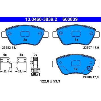 13.0460-3839.2 ATE Bremsbelagsatz Opel Vorderachse Adam/Corsa 1.0-1.4 06 13.0460-3839.2 13.0460-3839.2 ATE Bremsbelagsatz Opel Vorderachse Adam/Corsa 1.0-1.4 06 13.0460-3839.2