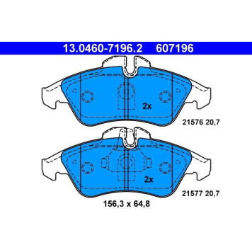 13.0460-7196.2 ATE Bremsbelagsatz Mercedes-Benz Vorderachse Sprinter 208-314 95-/Vito/Lt 96 13.0460-7196.2 13.0460-7196.2 ATE Bremsbelagsatz Mercedes-Benz Vorderachse Sprinter 208-314 95-/Vito/Lt 96 13.0460-7196.2