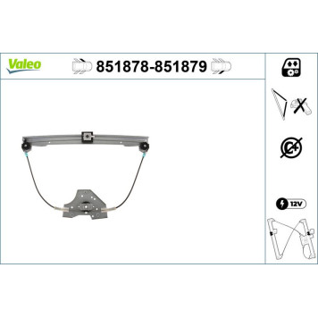 VALEO 851879 Fensterheber vorne rechts, elektrisch, ohne Motor VALEO 851879 Fensterheber vorne rechts, elektrisch, ohne Motor