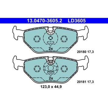 13.0470-3605.2 ATE Bremsbelagsatz BMW Hinterachse 3/Z3/Z4 90-09 Keramik 13.0470-3605.2