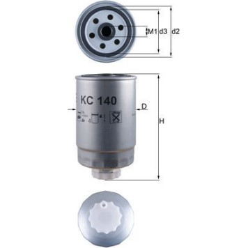 KC 140 MAHLE Kraftstofffilter KC 140, Anschraubfilter, Höhe 159,6 mm – u. a. für Peugeot Boxer Kasten (230L), Bus (244, Z_), (244) – OE Nummer 190666 - l