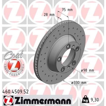 Zimmermann Bremsscheibe Hinterachse Sport 460.4509.52 Zimmermann Bremsscheibe Hinterachse Sport 460.4509.52