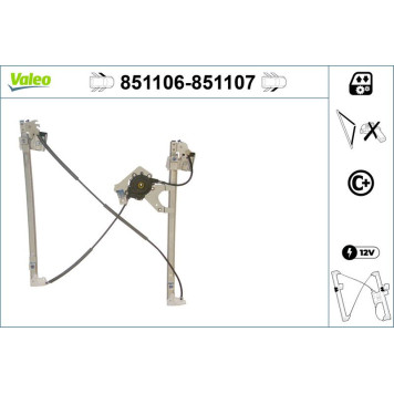 VALEO 851107 Fensterheber vorne rechts, elektrisch, mit Komfortfunktion, ohne Motor VALEO 851107 Fensterheber vorne rechts, elektrisch, mit Komfortfunktion, ohne Motor