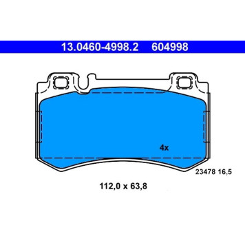 13.0460-4998.2 ATE Bremsbelagsatz Mercedes-Benz Vorderachse C209/W211/W220/R230 02-12 13.0460-4998.2 13.0460-4998.2 ATE Bremsbelagsatz Mercedes-Benz Vorderachse C209/W211/W220/R230 02-12 13.0460-4998.2