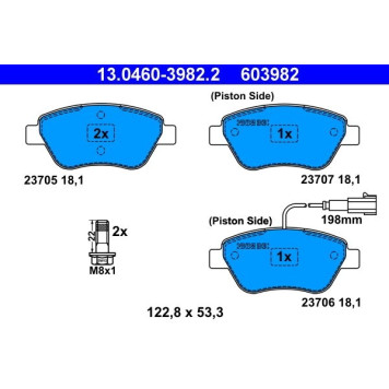13.0460-3982.2 ATE Bremsbelagsatz Fiat Vorderachse Bravo/Albea/Stilo 01-09 13.0460-3982.2 13.0460-3982.2 ATE Bremsbelagsatz Fiat Vorderachse Bravo/Albea/Stilo 01-09 13.0460-3982.2