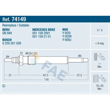 74149 FAE Glühkerze 74149 74149 FAE Glühkerze 74149