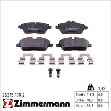 25215.190.2 ZIMMERMANN Bremsbeläge 25215.190.2 25215.190.2 ZIMMERMANN Bremsbeläge 25215.190.2