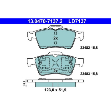 13.0470-7137.2 ATE Bremsbelagsatz Nissan Hinterachse Primera 02-08 Keramik 13.0470-7137.2 13.0470-7137.2 ATE Bremsbelagsatz Nissan Hinterachse Primera 02-08 Keramik 13.0470-7137.2