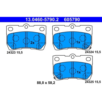 13.0460-5790.2 ATE Bremsbelagsatz Lexus Hinterachse Gs/Is 2, 2-4, 3 05-13 13.0460-5790.2 13.0460-5790.2 ATE Bremsbelagsatz Lexus Hinterachse Gs/Is 2, 2-4, 3 05-13 13.0460-5790.2