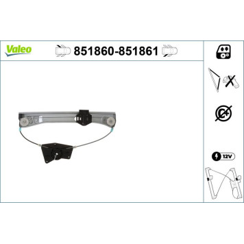 VALEO 851861 Fensterheber hinten rechts, elektrisch, ohne Motor VALEO 851861 Fensterheber hinten rechts, elektrisch, ohne Motor