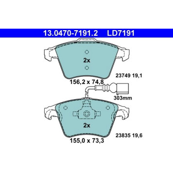 13.0470-7191.2 ATE Bremsbelagsatz VW Vorderachse Touareg 3.2-3.6/2.5-3.0 TDI 02-10 Keramik 13.0470-7191.2 13.0470-7191.2 ATE Bremsbelagsatz VW Vorderachse Touareg 3.2-3.6/2.5-3.0 TDI 02-10 Keramik 13.0470-7191.2