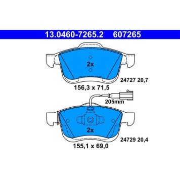 13.0460-7265.2 ATE Bremsbelagsatz Opel Vorderachse Combo 1.3-2.0 Cdti 12 13.0460-7265.2 13.0460-7265.2 ATE Bremsbelagsatz Opel Vorderachse Combo 1.3-2.0 Cdti 12 13.0460-7265.2