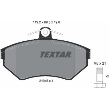 2194503 Textar Bremsbelagsatz 2194503 – ohne Verschleißsensor, 119 x 69 2194503 Textar Bremsbelagsatz 2194503 – ohne Verschleißsensor, 119 x 69