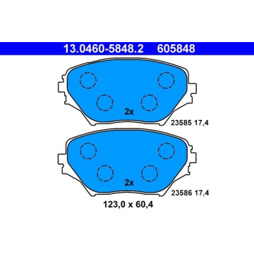 13.0460-5848.2 ATE Bremsbelagsatz Toyota Vorderachse RAV4 1.8-2.4 Vvti 4Wd 00-05 13.0460-5848.2