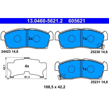 13.0460-5621.2 ATE Bremsbelagsatz 13.0460-5621.2 13.0460-5621.2 ATE Bremsbelagsatz 13.0460-5621.2