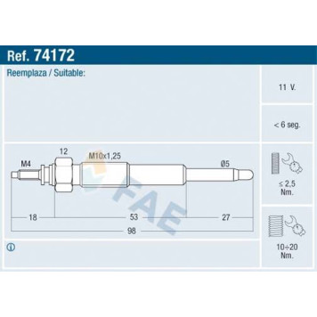 74172 FAE Glühkerze 74172 74172 FAE Glühkerze 74172
