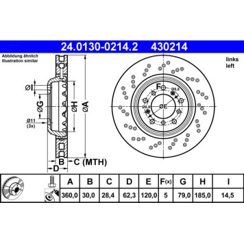 ATE Bremsscheibe 24.0130-0214.2 ATE Bremsscheibe 24.0130-0214.2