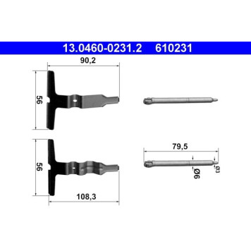 ATE Zubehörsatz Bremsbeläge 13.0460-0231.2 ATE Zubehörsatz Bremsbeläge 13.0460-0231.2