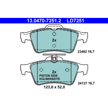 13.0470-7251.2 ATE Bremsbelagsatz Renault Hinterachse Laguna 1, 6-3, 5 07- Keramik 13.0470-7251.2 13.0470-7251.2 ATE Bremsbelagsatz Renault Hinterachse Laguna 1, 6-3, 5 07- Keramik 13.0470-7251.2