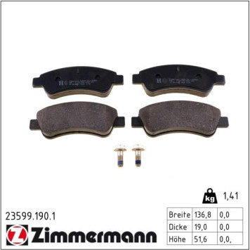 23599.190.1 ZIMMERMANN Bremsbeläge 23599.190.1 23599.190.1 ZIMMERMANN Bremsbeläge 23599.190.1