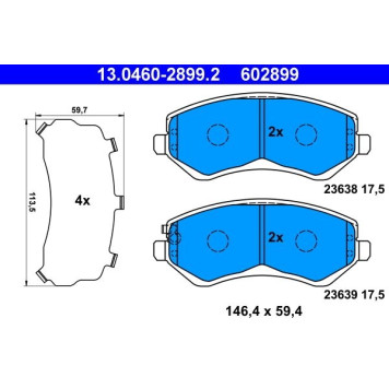 13.0460-2899.2 ATE Bremsbelagsatz Chrysler Vorderachse Voyager 2.4-3.8 00-08 13.0460-2899.2 13.0460-2899.2 ATE Bremsbelagsatz Chrysler Vorderachse Voyager 2.4-3.8 00-08 13.0460-2899.2