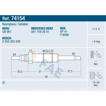 74154 FAE Glühkerze 74154 74154 FAE Glühkerze 74154