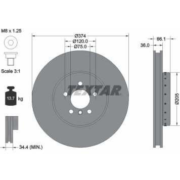Textar Bremsscheibe 92266125 – rechts Textar Bremsscheibe 92266125 – rechts