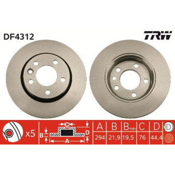 DF4312 TRW Bremsscheibe VW T5 03 DF4312 DF4312 TRW Bremsscheibe VW T5 03 DF4312