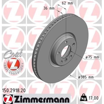 Zimmermann Bremsscheibe 150.2918.20 Zimmermann Bremsscheibe 150.2918.20