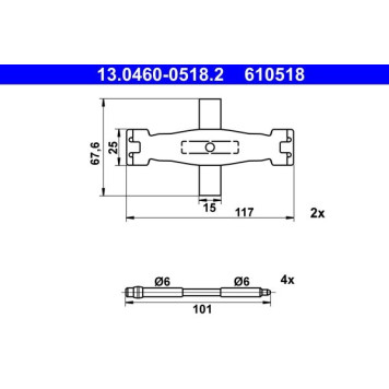 ATE Zubehörsatz Bremsbeläge 13.0460-0518.2 ATE Zubehörsatz Bremsbeläge 13.0460-0518.2