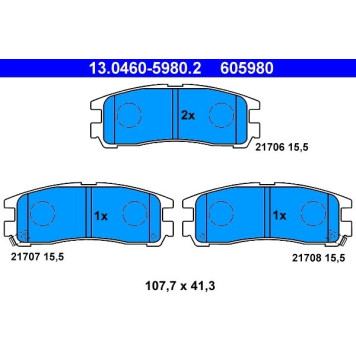 13.0460-5980.2 ATE Bremsbelagsatz Mitsubishi Hinterachse Eclipse/Galant 92-03 13.0460-5980.2 13.0460-5980.2 ATE Bremsbelagsatz Mitsubishi Hinterachse Eclipse/Galant 92-03 13.0460-5980.2