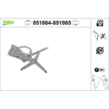 VALEO 851865 Fensterheber vorne rechts, elektrisch, ohne Komfortfunktion, ohne Motor VALEO 851865 Fensterheber vorne rechts, elektrisch, ohne Komfortfunktion, ohne Motor