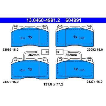 13.0460-4991.2 ATE Bremsbelagsatz 13.0460-4991.2 13.0460-4991.2 ATE Bremsbelagsatz 13.0460-4991.2
