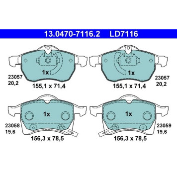 13.0470-7116.2 ATE Bremsbelagsatz Opel Vorderachse Astra G/Zafira 1, 6-2, 2 98-05 Keramik 13.0470-7116.2 13.0470-7116.2 ATE Bremsbelagsatz Opel Vorderachse Astra G/Zafira 1, 6-2, 2 98-05 Keramik 13.0470-7116.2
