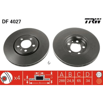 DF4027 TRW Bremsscheibe VW A3/Golf4 DF4027 DF4027 TRW Bremsscheibe VW A3/Golf4 DF4027
