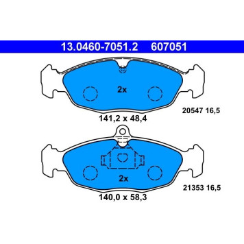13.0460-7051.2 ATE Bremsbelagsatz Opel Vorderachse Astra F/Corsa B/Vectra A 82-01 13.0460-7051.2 13.0460-7051.2 ATE Bremsbelagsatz Opel Vorderachse Astra F/Corsa B/Vectra A 82-01 13.0460-7051.2
