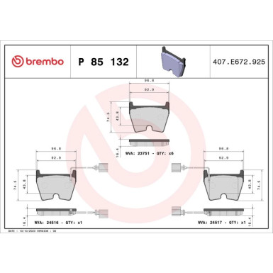 BREMBO Bremsklötze VA AUDI A4 02-09 PRIME LINE P 85 132