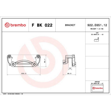 BREMBO Bremssattelhaltersatz | F BK 022