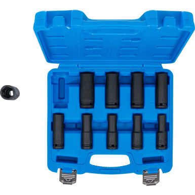 BGS Kraft-Steckschlüssel-Einsatz-Satz Sechskant, tief | Antrieb Innenvierkant 12,5 mm (1/2"""") | SW 10 - 24 mm | 10-tlg | 5206